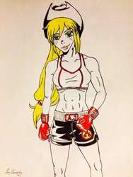 Size: 774x1032 | Tagged: artist needed, safe, applejack, human, g4, boxing, boxing gloves, humanized