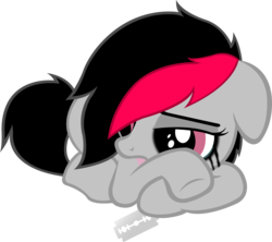 Size: 5000x4438 | Tagged: safe, oc, oc only, oc:miss eri, absurd resolution, black and red mane, emo, razor blade, sad, two toned mane