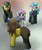 Size: 1078x1280 | Tagged: safe, artist:the-furry-railfan, sweetie belle, oc, oc:minty candy, oc:rolling tracks, oc:twintails, cyborg, earth pony, ghoul, pegasus, pony, robot, robot pony, unicorn, fallout equestria, fallout equestria: occupational hazards, g4, clothes, confused, glasses, gun, holster, pistol, story, weapon