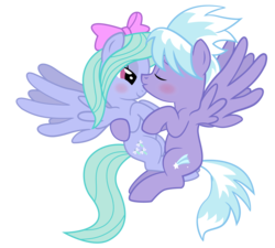 Size: 2000x1796 | Tagged: safe, artist:ispincharles, cloudchaser, flitter, pegasus, pony, g4, cute, female, incest, lesbian, ship:pegacest, shipping, simple background, transparent background