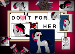 Size: 680x486 | Tagged: safe, oc, oc only, oc:miss eri, /mlp/, black and red mane, do it for her, emo, heart, male, meme, razor, the simpsons, two toned mane, waifu