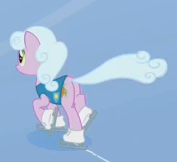 Size: 177x162 | Tagged: safe, screencap, berry icicle, pony, g4, winter wrap up, clothes, ice skates, ice skating, solo, vest
