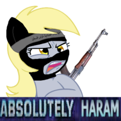 Size: 255x255 | Tagged: safe, derpy hooves, pegasus, pony, g4, absolutely disgusting, ak-47, female, gun, islam, mare, meme, op is a duck, terrorist