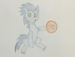 Size: 780x585 | Tagged: safe, artist:ricky2314, soarin', g4, hoof hold, pi, pi day, pie, that pony sure does love pies, traditional art