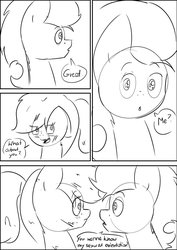 Size: 1024x1448 | Tagged: safe, artist:lrusu, rainbow dash, soarin', g4, blushing, comic, female, male, monochrome, ship:soarindash, shipping, straight