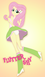 Size: 586x1000 | Tagged: safe, artist:irako, edit, fluttershy, equestria girls, g4, boots, breasts, clothes, diaper, diaper edit, diapershy, female, humanized, non-baby in diaper, shoes, skirt, solo, upskirt