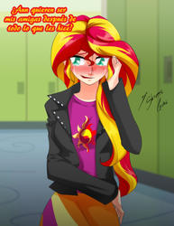 Size: 2153x2786 | Tagged: safe, artist:shinta-girl, sunset shimmer, equestria girls, g4, blushing, crying, female, forgiveness, high res, humanized, solo, spanish, translated in the comments