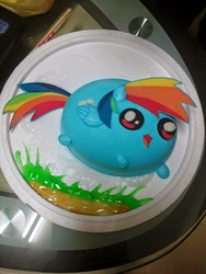 Size: 384x512 | Tagged: safe, rainbow dash, g4, blob, blob pony, cake, chubbie, irl, photo, ranbo das