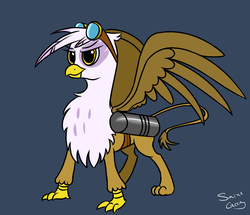 Size: 1200x1033 | Tagged: safe, artist:saine grey, gilda, griffon, g4, female, goggles, jetpack, solo