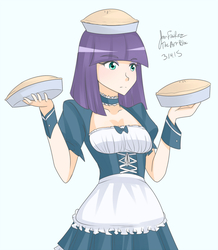 Size: 1280x1470 | Tagged: safe, artist:jonfawkes, maud pie, human, g4, 30 minute art challenge, clothes, humanized, maid, maid pie, pie, the art bloc