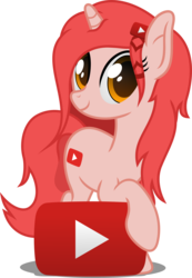 Size: 2500x3616 | Tagged: safe, artist:alterhouse, oc, oc only, oc:youtube, pony, high res, ponified, simple background, solo, transparent background, vector, youtube
