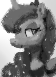 Size: 1216x1684 | Tagged: safe, artist:verrmont, princess luna, alicorn, pony, lunadoodle, g4, bust, female, lidded eyes, monochrome, portrait, solo