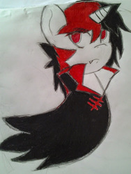 Size: 408x544 | Tagged: safe, artist:fishyfiddlesticks, oc, oc only, oc:shady shadows, solo, traditional art