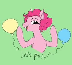 Size: 1280x1155 | Tagged: safe, artist:fred7162, artist:glacierclear, pinkie pie, g4, balloon, bubble berry, looking at you, party, rule 63, solo