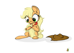 Size: 1000x720 | Tagged: safe, artist:sketchypencil326, applejack, earth pony, pony, g4, ear fluff, female, hair tie, loose hair, ribbon, simple background, sitting, solo, white background