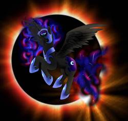 Size: 2579x2448 | Tagged: safe, artist:kawent, nightmare moon, g4, eclipse, female, flying, high res, solar eclipse, solo