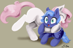 Size: 3000x2000 | Tagged: safe, artist:silfoe, princess celestia, princess luna, earth pony, pony, royal sketchbook, g4, baby, baby luna, baby pony, cewestia, cute, cutelestia, duo, earth pony celestia, earth pony luna, eyes closed, female, filly, foal, freckles, glomp, happy, high res, hug, lunabetes, open mouth, royal sisters, silfoe is trying to murder us, sisters, sitting, smiling, squishy cheeks, startled, sweet dreams fuel, tackle, wide eyes, woona