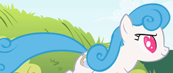 Size: 1130x480 | Tagged: safe, screencap, linked hearts, earth pony, pony, g4, lesson zero, heart eyes, solo, wingding eyes