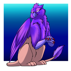 Size: 1000x1000 | Tagged: safe, artist:foxenawolf, oc, oc only, oc:roseclaw, griffon, fanfic:a different perspective, fanfic art, female, gradient background, half-closed eyes, red claws, solo