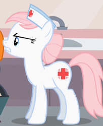 Size: 381x468 | Tagged: safe, screencap, nurse redheart, earth pony, pony, baby cakes, g4, female, mare, side view, solo