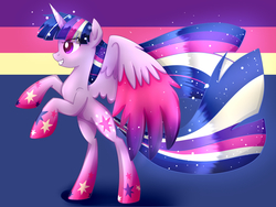 Size: 1424x1068 | Tagged: safe, artist:le-poofe, twilight sparkle, alicorn, pony, g4, female, mare, rainbow power, simple background, solo, twilight sparkle (alicorn)