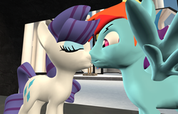 Size: 1600x1024 | Tagged: safe, artist:viranimation, rainbow dash, rarity, g4, 3d, female, gmod, half r63 shipping, kissing, male, rainbow blitz, rule 63, ship:rariblitz, ship:raridash, shipping, straight, wingboner