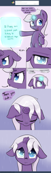 Size: 1280x4288 | Tagged: safe, artist:artguydis, oc, oc only, oc:disastral, pony, ask disastral, bipedal, broken horn, cute, dilated pupils, eyes closed, floppy ears, frown, glare, horn, looking at you, open mouth, pointing, pouting, rain, sad, smiling, solo, wet mane