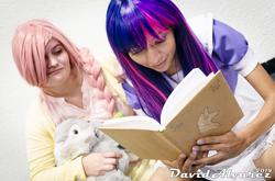 Size: 1600x1059 | Tagged: safe, artist:princelelouchlowell, fluttershy, twilight sparkle, human, g4, cosplay, irl, irl human, photo