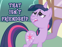 Size: 1000x750 | Tagged: safe, alternate version, artist:sploich, twilight sparkle, g4, faic, friendship, juxtaposition bait, meme, purple text, that's not friendship