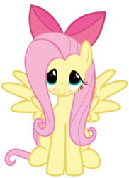 Size: 420x576 | Tagged: dead source, safe, fluttershy, pegasus, pony, g4, apple bloom's bow, blushing, bow, cute, hair bow, shyabetes, simple background, solo, transparent background, vector