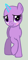 Size: 275x586 | Tagged: safe, artist:vegabases, pony, unicorn, g4, bald, base, blushing, female, green background, mare, raised hoof, shy, simple background, solo