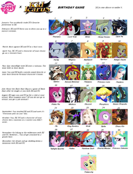 Size: 1150x1499 | Tagged: safe, adagio dazzle, applejack, derpy hooves, discord, fluttershy, king sombra, lord tirek, pinkie pie, princess celestia, princess luna, queen chrysalis, rainbow dash, rarity, spike, sunset shimmer, twilight sparkle, g4, amazon pandora, arlon the serene, birthday game, chaos kin, chariot master, dark pit, dyntos, exploitable meme, hades, kid icarus, kid icarus: uprising, magnus, medusa, meme, palutena, pandora, phosphora, pit (kid icarus), pyrrhon, text, thanatos, viridi