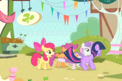 Size: 450x300 | Tagged: safe, edit, screencap, apple bloom, scootaloo, sweetie belle, twilight sparkle, earth pony, pegasus, pony, unicorn, g4, season 1, the cutie mark chronicles, animated, bow, cropped, cute, cutie mark crusaders, excited, female, filly, gif, hair bow, looking up, mare, open mouth, pronking, twiabetes, unicorn twilight, yes, yes yes yes