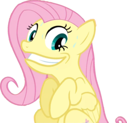 Size: 908x880 | Tagged: safe, artist:demonioblanco, fluttershy, g4, creepy, cute, faic, female, grin, gritted teeth, inverted mouth, shyabetes, simple background, smiling, solo, sweat, transparent background, vector