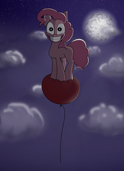 Size: 2550x3507 | Tagged: safe, artist:skifull94, pinkie pie, g4, balloon, female, grin, high res, solo, then watch her balloons lift her up to the sky