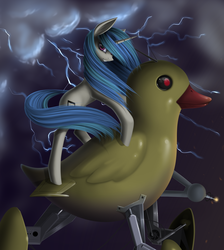 Size: 3785x4229 | Tagged: safe, artist:f13proxima, dj pon-3, vinyl scratch, duck, g4