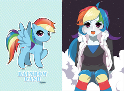 Size: 1205x886 | Tagged: safe, artist:booseo, rainbow dash, human, g4, female, humanized, pixiv, solo