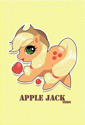 Size: 602x886 | Tagged: safe, artist:booseo, applejack, g4, cute, female, obligatory apple, pixiv, solo