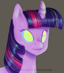 Size: 800x908 | Tagged: dead source, safe, artist:rosaet, twilight sparkle, pony, unicorn, g4, female, kaa, mare, mind control, solo, watermark