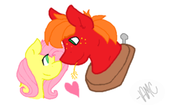 Size: 505x324 | Tagged: safe, artist:sapphireshy, big macintosh, fluttershy, earth pony, pony, g4, heart, male, ship:fluttermac, shipping, simple background, stallion, straight, white background