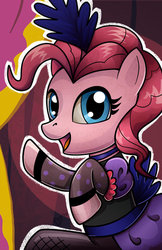 Size: 400x618 | Tagged: safe, artist:christadoodles, pinkie pie, g4, clothes, dress, female, looking at you, saloon dress, saloon pinkie, solo