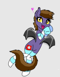 Size: 569x734 | Tagged: safe, artist:armageddin, artist:storyofmybases, oc, oc only, oc:crimson moon, bat pony, pony, clothes, cute, smiling, socks, solo, striped socks