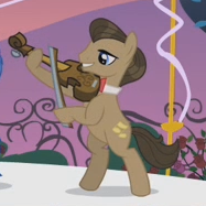 Size: 187x187 | Tagged: safe, screencap, concerto, earth pony, pony, g4, sweet and elite, background pony, bipedal, bow (instrument), male, musical instrument, solo, stallion, violin, violin bow