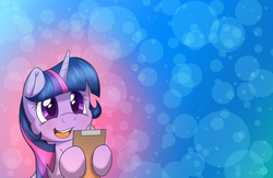 Size: 1280x832 | Tagged: safe, artist:fluffyxai, twilight sparkle, pony, g4, clipboard, cute, female, solo, twiabetes