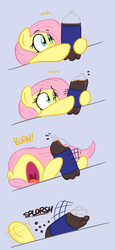 Size: 538x1172 | Tagged: safe, artist:shoutingisfun, fluttershy, pegasus, pony, g4, adorable distress, bebsi, clumsy, comic, cute, fail, female, horse problems, mare, nose in the air, open mouth, pepsi, shyabetes, soda, solo, you tried