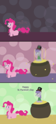 Size: 1136x2491 | Tagged: safe, artist:liracrown, maud pie, pinkie pie, earth pony, pony, g4, bits, clover, comic, female, four leaf clover, mare, saint patrick's day