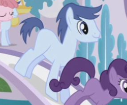 Size: 284x235 | Tagged: safe, screencap, dusky grape, klein, pink cloud (g4), earth pony, pony, g4, the ticket master, background pony, blank flank, male, solo focus, stallion