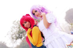 Size: 1600x1067 | Tagged: safe, artist:dashcosplay, apple bloom, sweetie belle, human, g4, cosplay, irl, irl human, photo