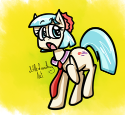 Size: 500x462 | Tagged: safe, artist:alittleofsomething, coco pommel, g4, female, necktie, solo, surprised