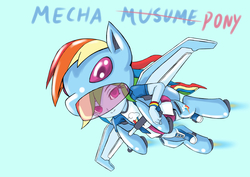 Size: 3536x2500 | Tagged: safe, artist:skyshek, rainbow dash, equestria girls, g4, backwards cutie mark, female, flying, high res, mecha musume, solo